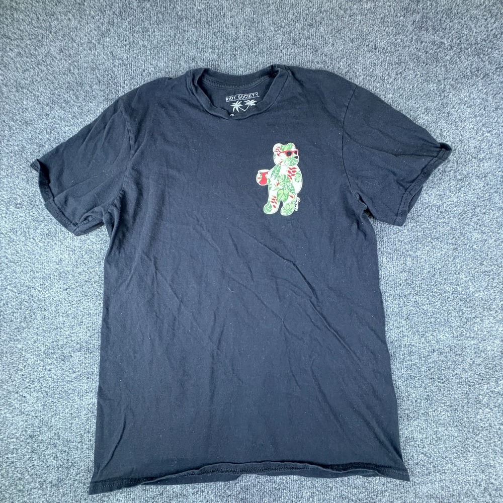 Riot Society Tropical Panda‎ T Shirt Mens Large Black Graphic Cotton Crew Neck